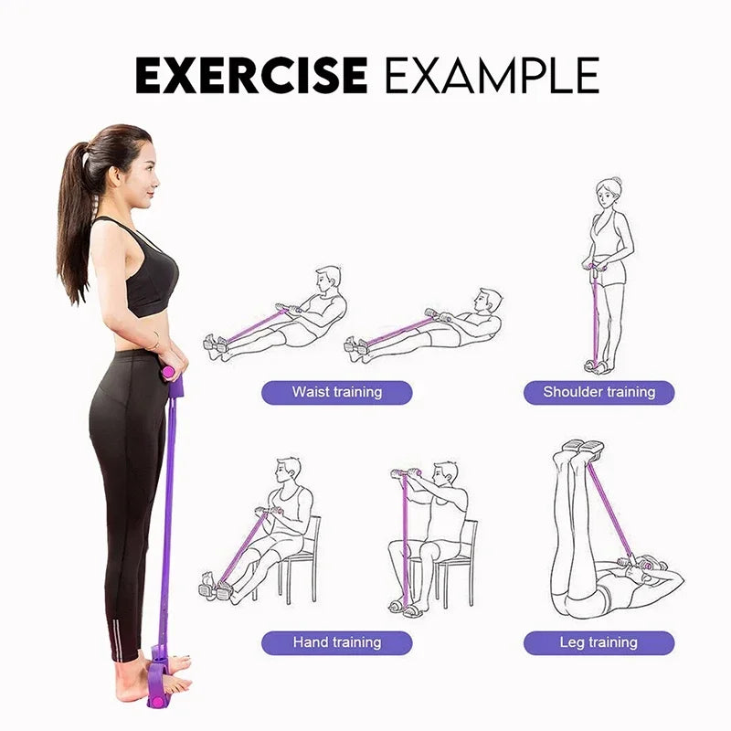 Home Gym Resistance Bands - 4 Elastic Tubes Full Body Workout Set