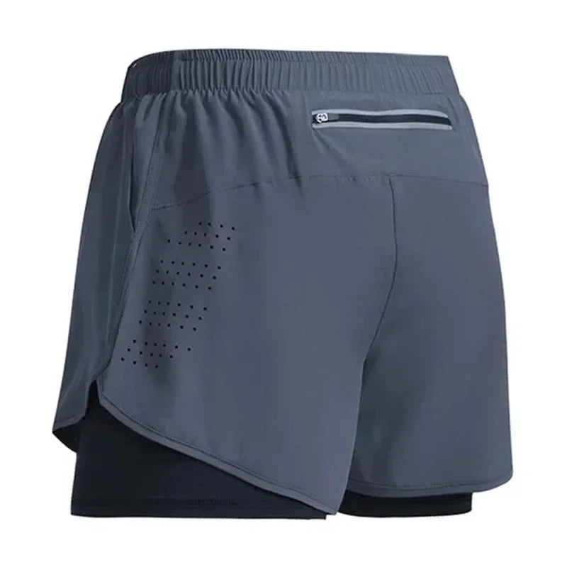 Men's 2-in-1 Running Shorts - Double Layer Workout Training Shorts