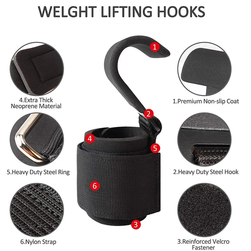 Weight Lifting Hook Grips with Wrist Wraps - Power Lifting Straps