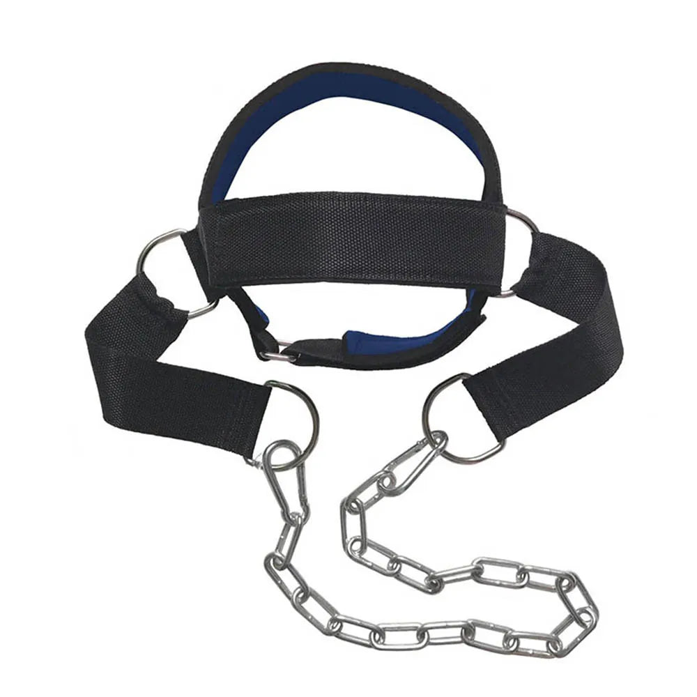 Fitness Neck Head Harness Neck Training Weight Lifting Strength Trainer With Adjustable Long Steel Chain Neck Strength Exerciser