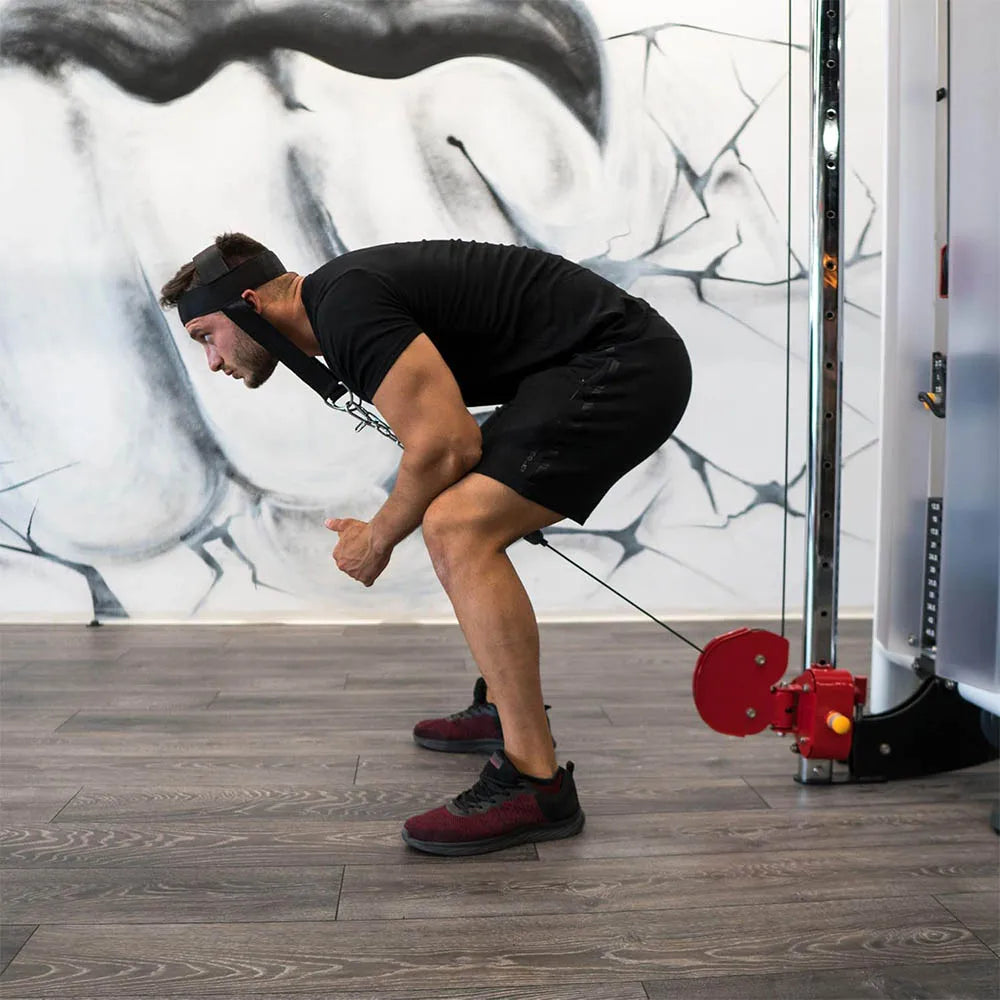 Fitness Neck Head Harness Neck Training Weight Lifting Strength Trainer With Adjustable Long Steel Chain Neck Strength Exerciser