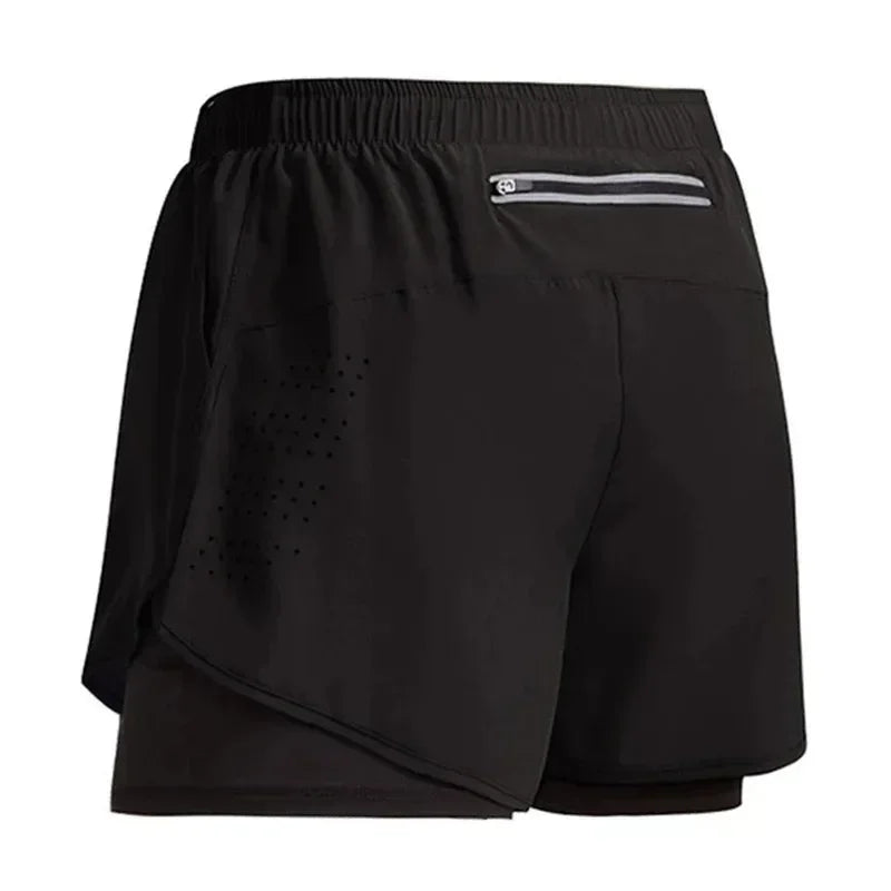 Men's 2-in-1 Running Shorts - Double Layer Workout Training Shorts
