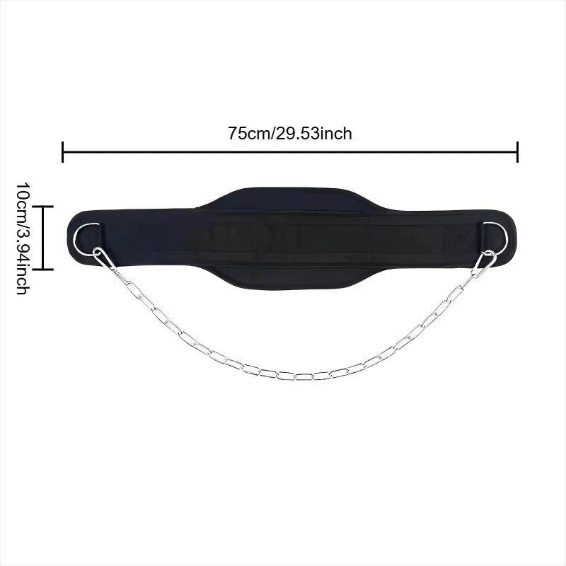 Weight Lifting Back Gym With Chain For Fitness Bodybuilding Pull Up Strength Training Load Waist Strap Thicken Belt Barbell
