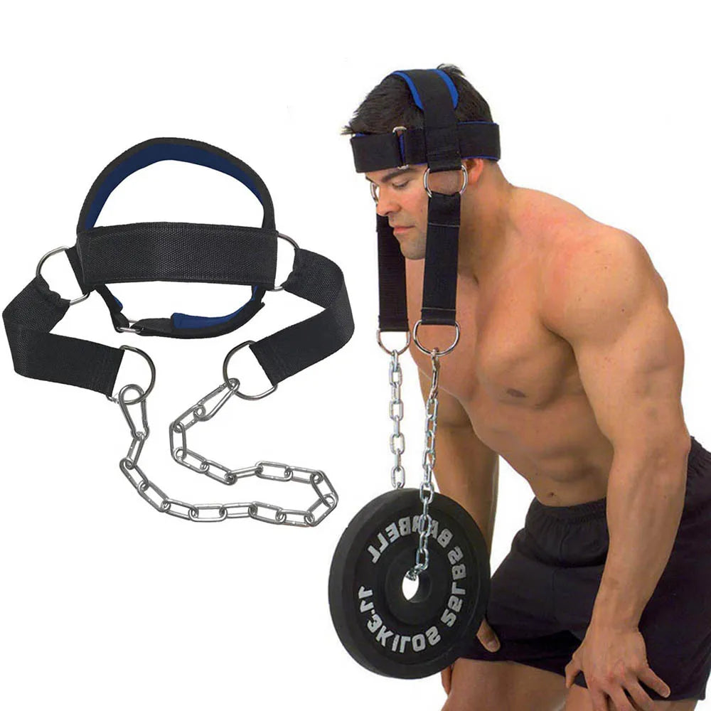 Fitness Neck Head Harness Neck Training Weight Lifting Strength Trainer With Adjustable Long Steel Chain Neck Strength Exerciser